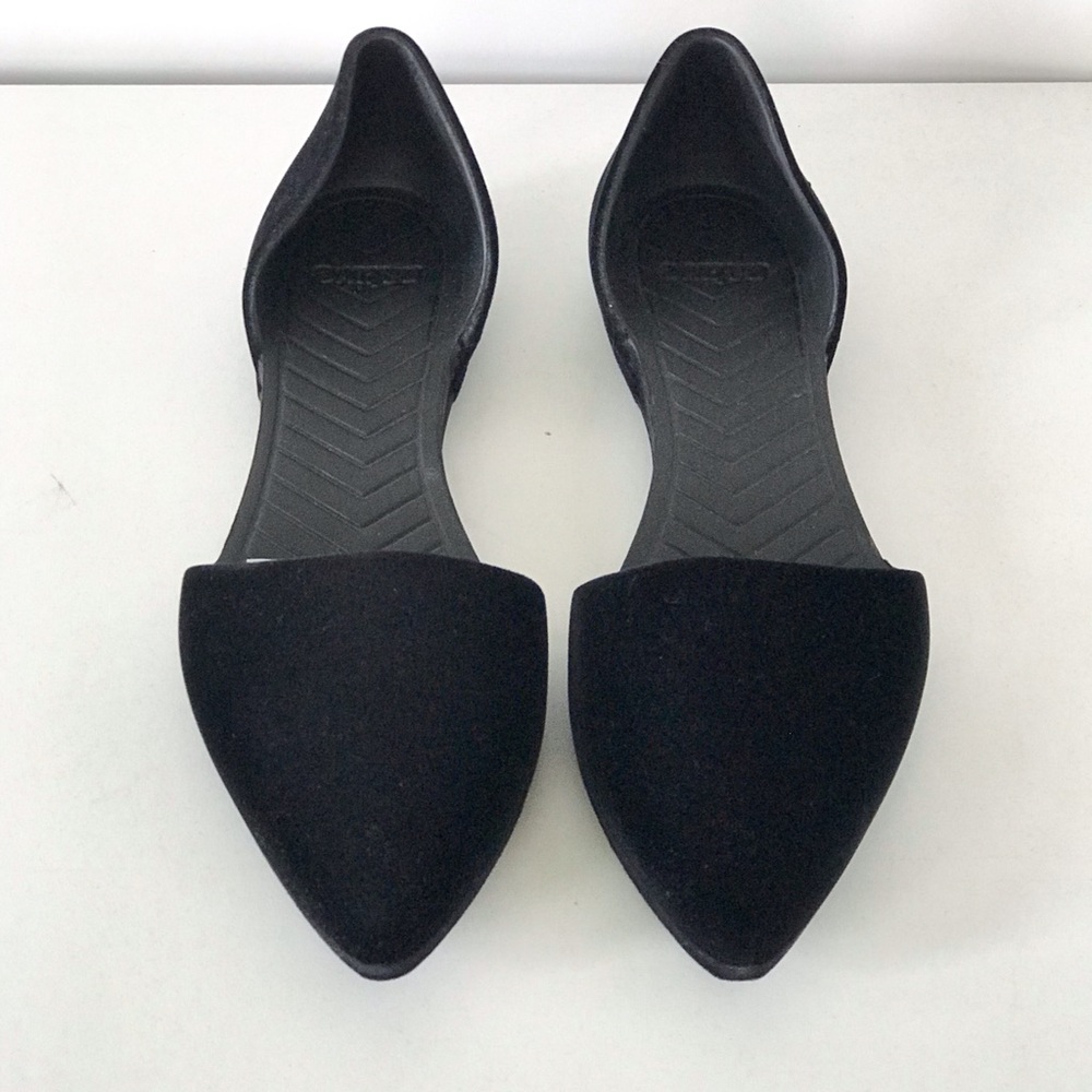 Native Audrey Dorsay Black Velvet Pointy Toe Flats